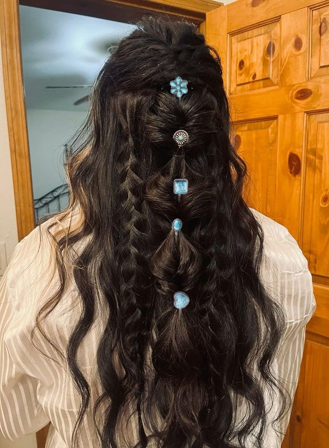TEBIEKOY Boho Hair Pins – 7 Packs Vintage Silver Bobby Pins for Women, Bohemian Stone Hair Clips for Thick or Thin Hair, Retro Western Style Turquoise Hair Accessories - Image 5